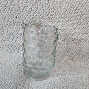 Vintage 70's chevron etched clear glass serving pitcher